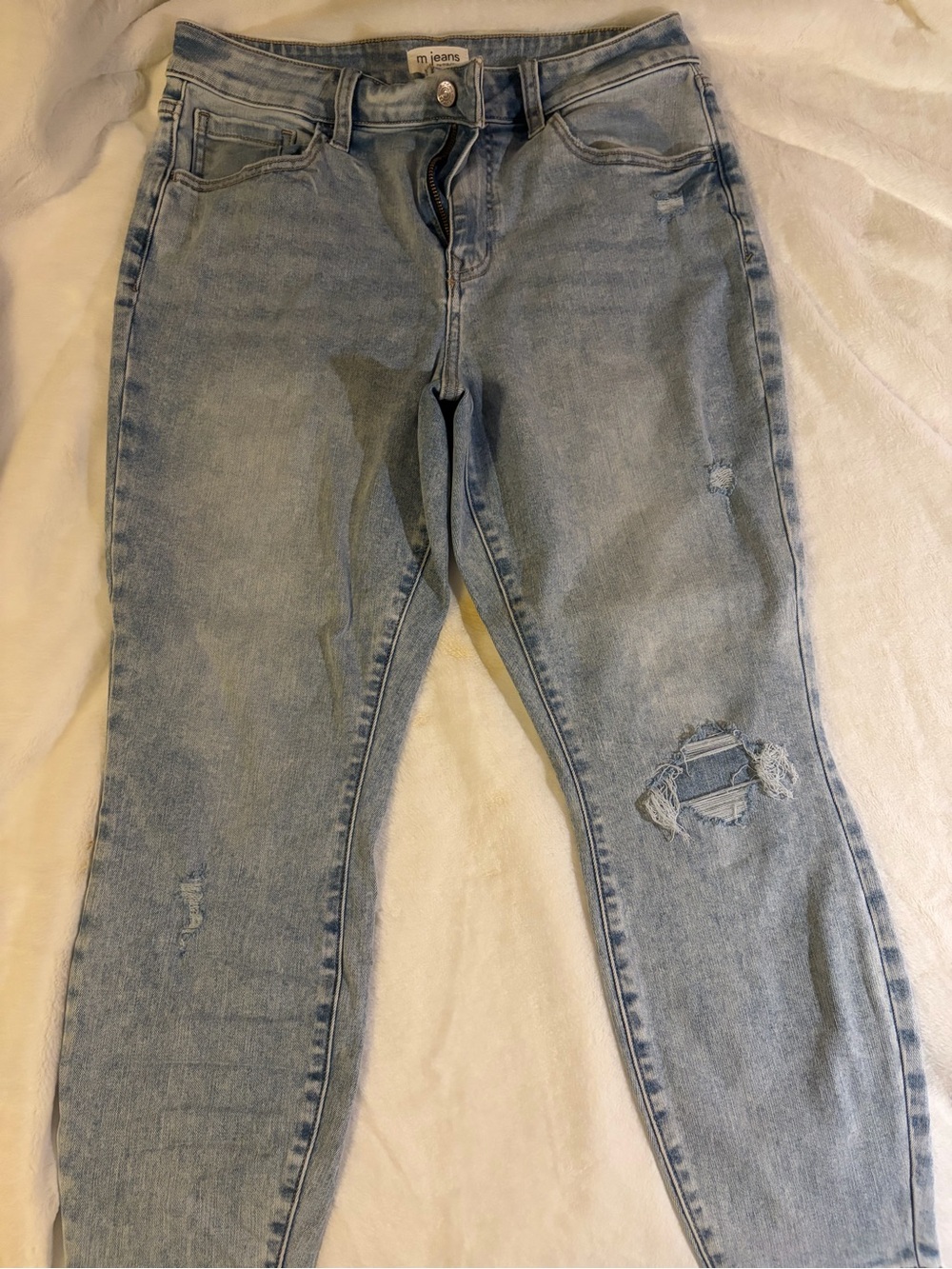 Maurices Light Wash Skinny Jeans with Knee Distress